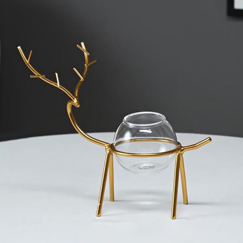 

Террариум Гидропонные вазы для растений Цветочный горшок Прозрачная ваза Железная рамка для оленей Стеклянный аквариум Домашние настольные растения Бонсай Декор