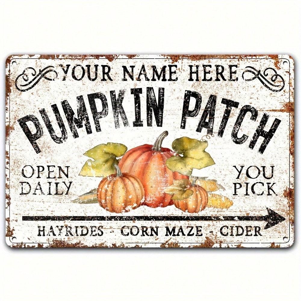 Vintage Pumpkin Farm Metal Sign Retro Fall Decor Rustic Halloween Thanksgiving Wall Art 20x30