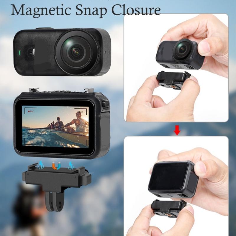 Magnetic Quick Release Adapter For Action Cameras Foldable Mount Double Interfaces 1/4 Screw And  Design Securedly
