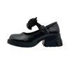 Japanische Jk Kleine Lederschuhe Weiblicher britischer Stil Dicker Boden Biskuitkuchen Französische Nische Mary Jane High Heels Dicker Absatz Schwarz Sommer