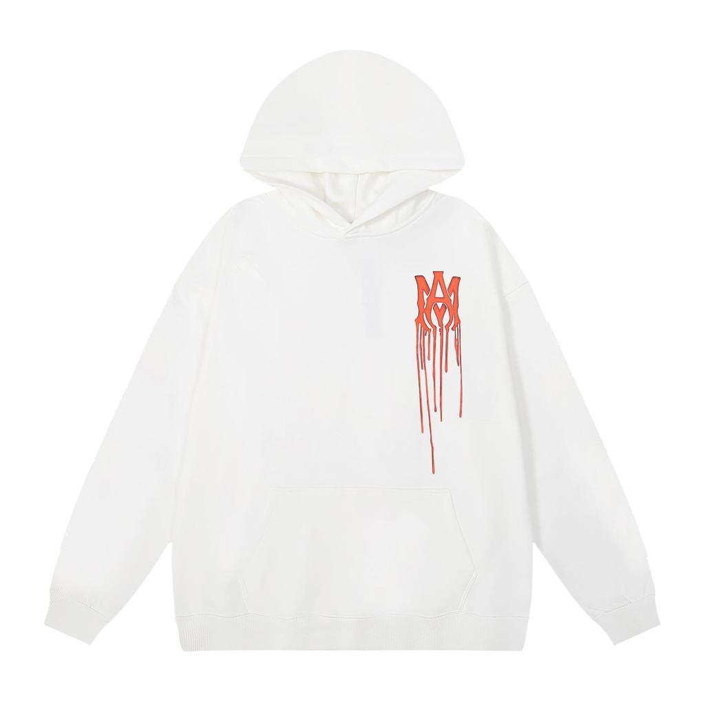 Amri Design Unisex Hooded Sweatshirt with Letter Print - Trendy European & American High Street Style