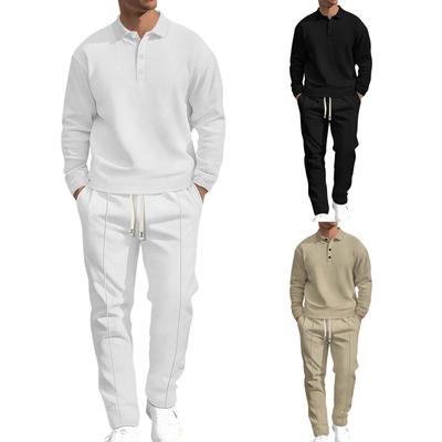 Erkek Günlük Moda Dış Mekan Spor Buruşuk Uzun Kollu Pantolon Takımı