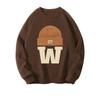 Women's Retro Plush Hoodie - Brown Round Neck Jacket for Autumn/Winter 2023
