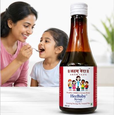 HerBaby Kids Ayurvedic Appetite Tonic for Picky Eaters | Supports Hunger, Growth & Immunity | Ashwagandha + 9 Herbs | Herbal Syrup for Children