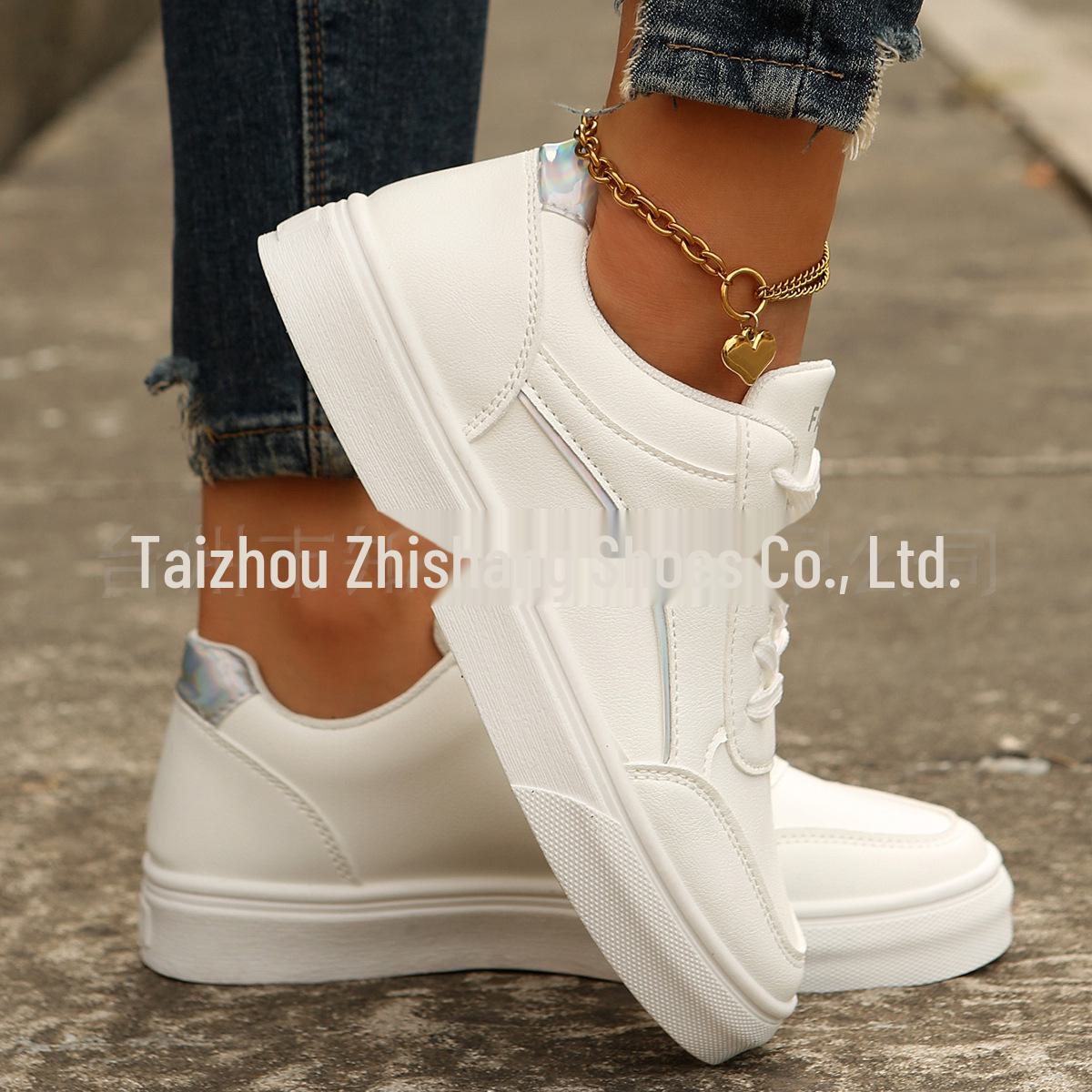 

Весна 2024 Новые женские повседневные кроссовки большого размера Flat White - Популярная женская обувь 38 серебряный