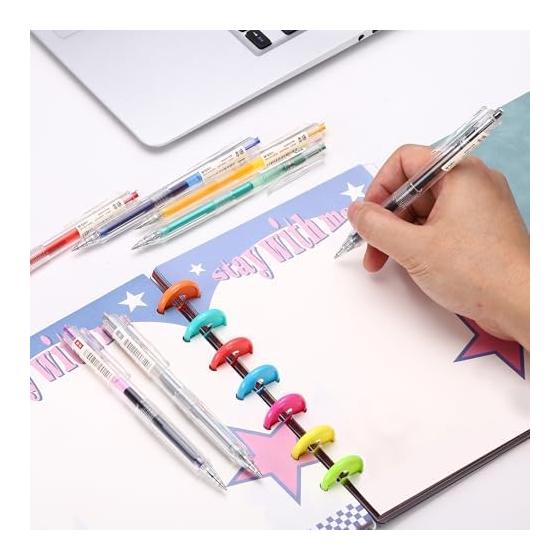 PATIKIL 10pcs 0.5mm Gel Ink Ballpoint Pens, Knock Type, Blue Ink, Medium Point, Smooth Writing, Quick Dry, for Memo Writing, Note Taking, Stationery