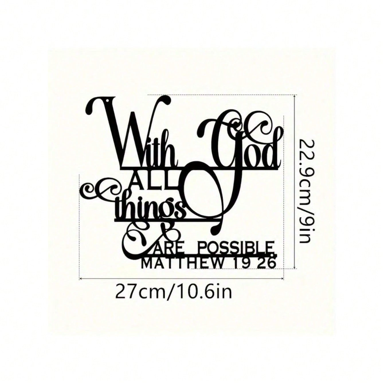 Metal Wall Art Christian Decor  With God All Things Possible  Matthew 19:26 Inspirational Home Decor Gift TY7363