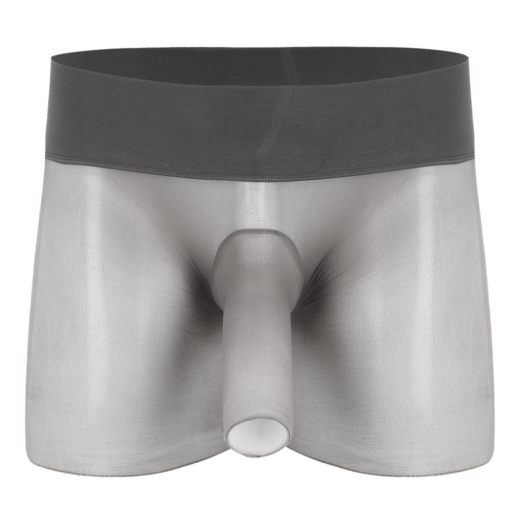 Herren Durchsichtig Ultra Dünn Hohe Taille Boxer-Shorts Hülle Dessous Unterwäsche