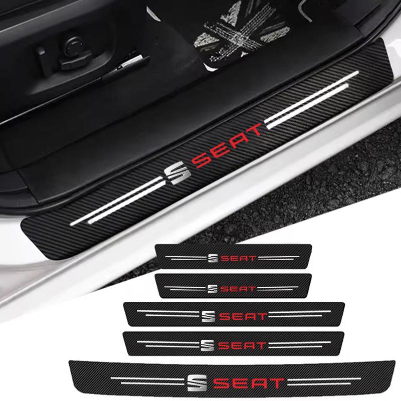 wszp1 Car with Logo Door Carbon Fiber Sill Protector Stickers For Seat Leon 5f Ibiza 6l 6j Leon 1p Cushion Altea Xl Leon Accessories