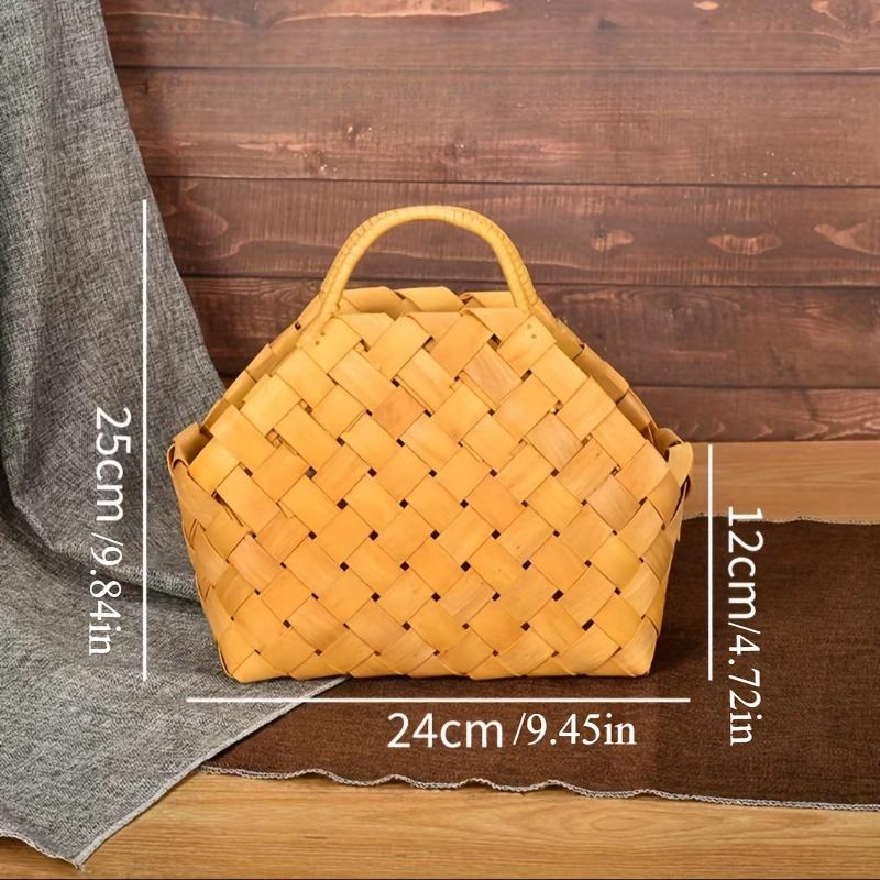 1pc Handcrafted Rustic Woven Basket with Handle - Traditional Style Decorative Flower Basket, Gift Box for Hotel and Home, Vintage Home Decor