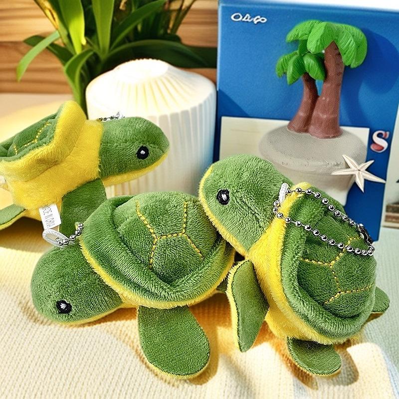 Cross-Border Mini Plush Turtle Keychain: Big-Eyed Turtle Backpack Pendant Toy