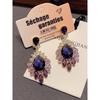 Fashion Fashion Zircon Gradient Purple Droplet Earrings Catwalk Dress Super Flash Earrings 925 Silver Needle Female Ear Rings