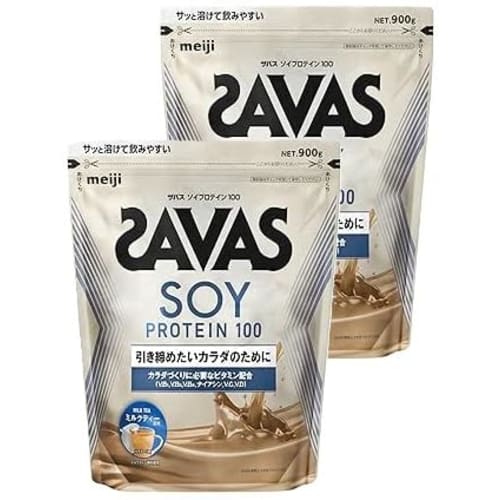 Set of 2: SAVAS Soy Protein 100, Milk Tea Flavor, 900g, Meiji