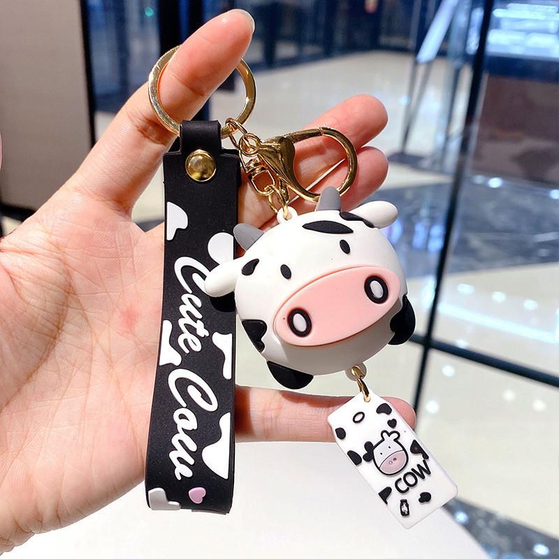 Adorable Korean Style Cartoon Cow Keychain Silicone Bag Charm Gift For All Occasions