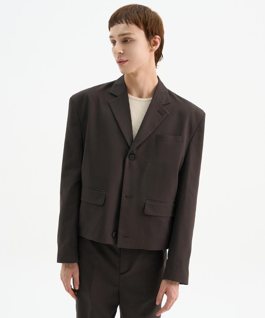 Trip Le Sens Custom 3B Crop Blazer_Brown