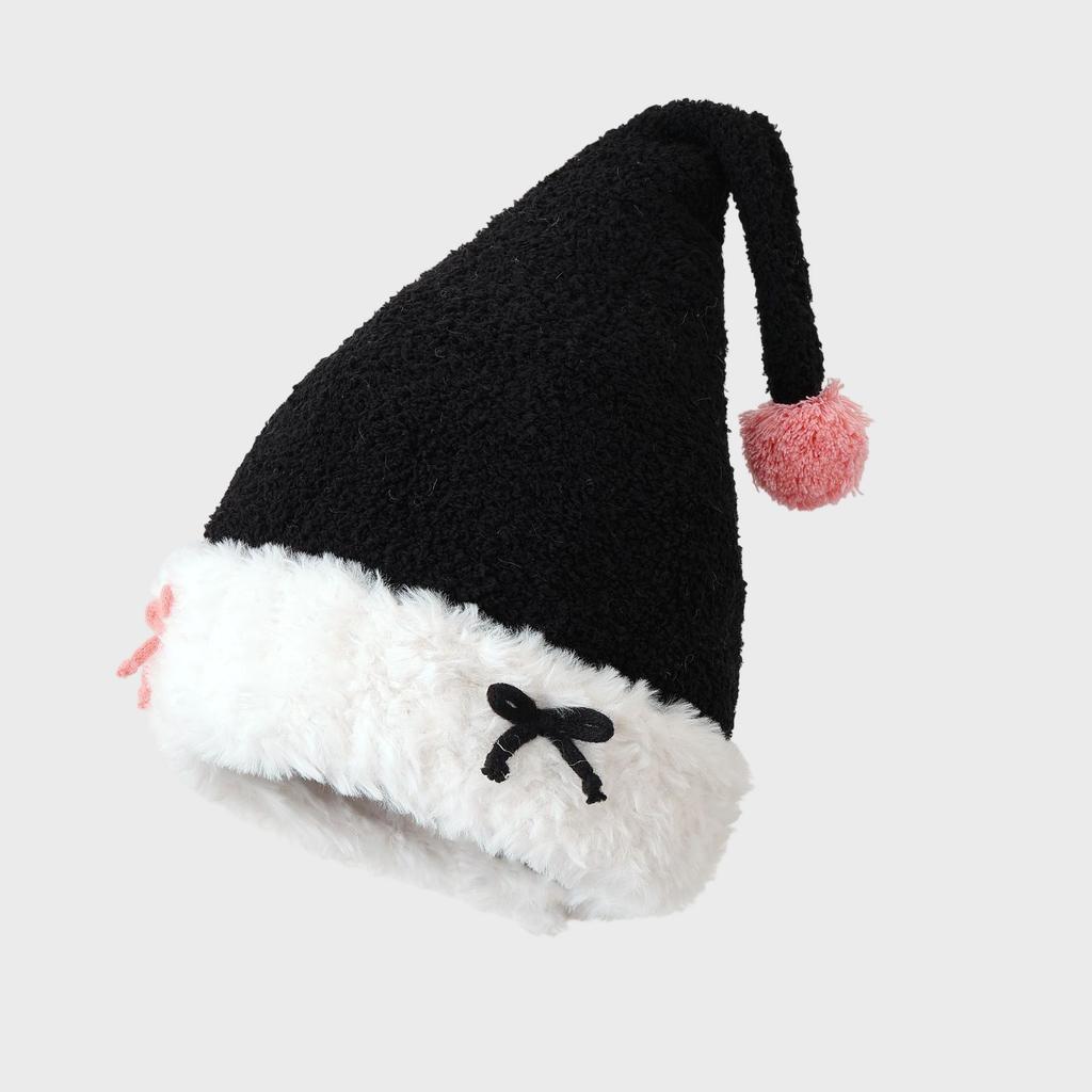 European and American Winter Warm Hat Women's Christmas Decoration Fleece Ear Protection Warm Hat Bow Thickened Christmas Hat