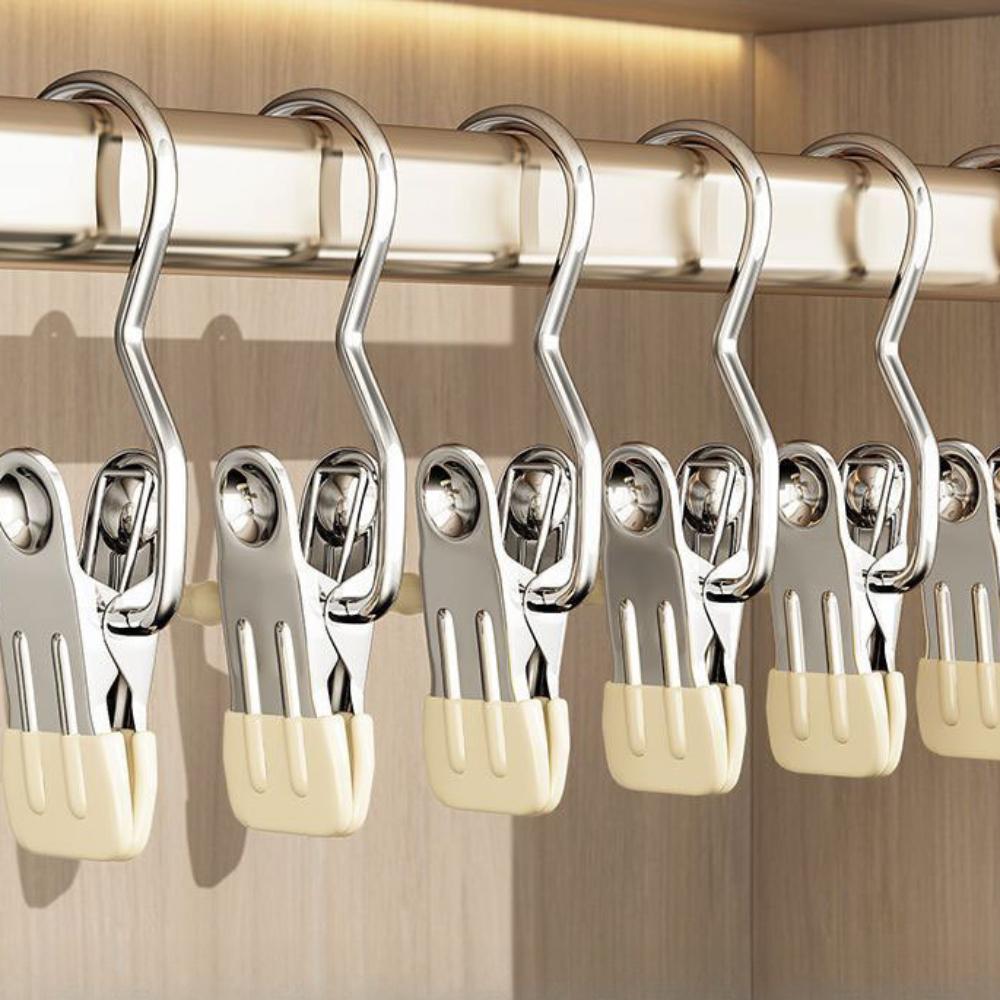 Stainless Steel Multifunctional Metal Hooks, Small Clips, Clothes Drying Racks, Socks Drying Clips, Hats, Pants Clips, Multifunctional