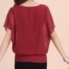 Summer new chiffon shirt women's short-sleeved large-size women's clothing thin bat chiffon top bottoming shirt