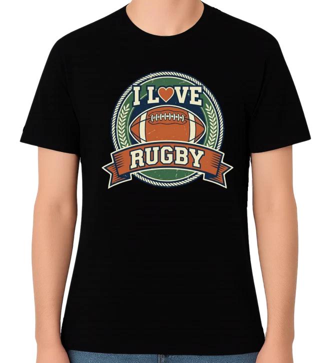 I Love Rugby Unisex Graphic T-Shirt Sports Fan Game Day Tee XXL