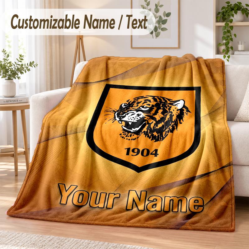 Custom Text Flannel Blanket Hull FC Print Warm Cozy Blanket Home Sofa Bedding