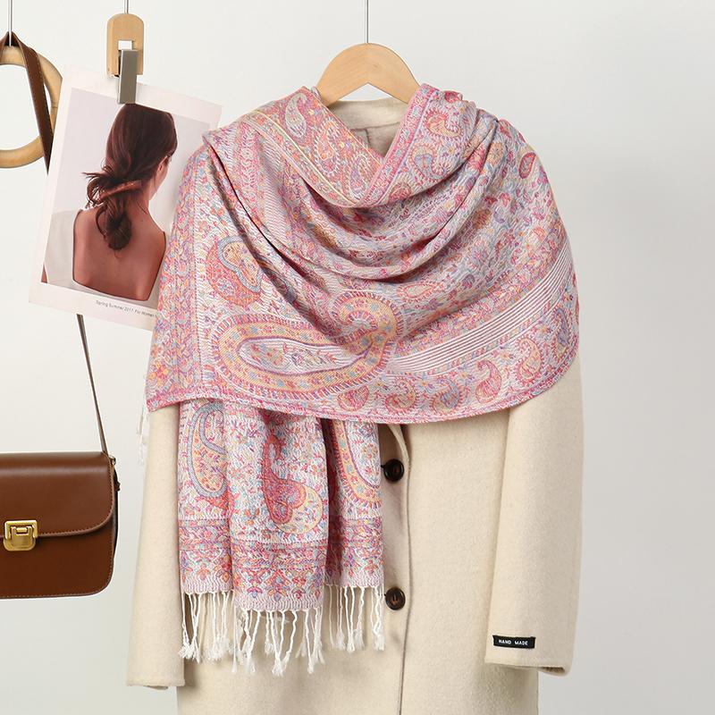 Foulard Paisley Imprime Design Hijabs Pour Femme Cachemire Pashmina Chale Dame Enveloppement Chaud Hiver Foulards Femme