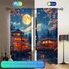 2pcs The Lights of Mount Fuji Town Under Printed Curtains   Shade and Privacy Protection   Suitable for Decorating Various Rooms
