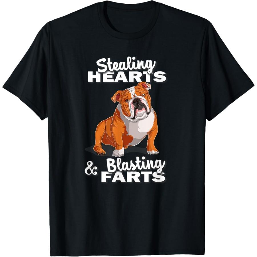 

Funny Stealing Hearts Blasting Farts English Bulldog T-Shirt XXXXXL чорний