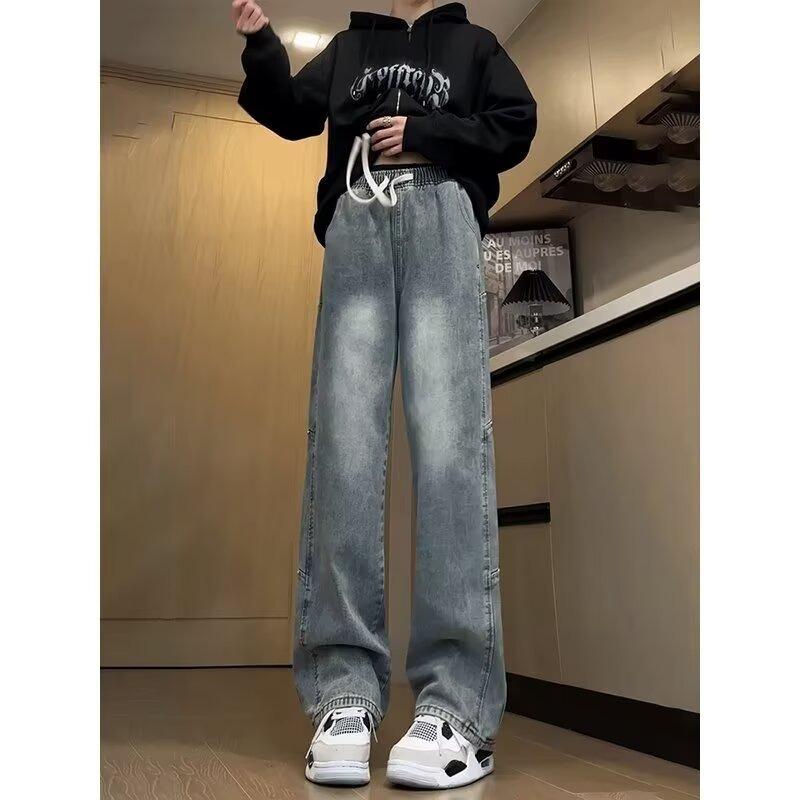 Hong Kong Trendy Men's New Personalized Letter Jeans Hip Hop Ins Trendy High Street Trendy Ruffian Handsome Trousers