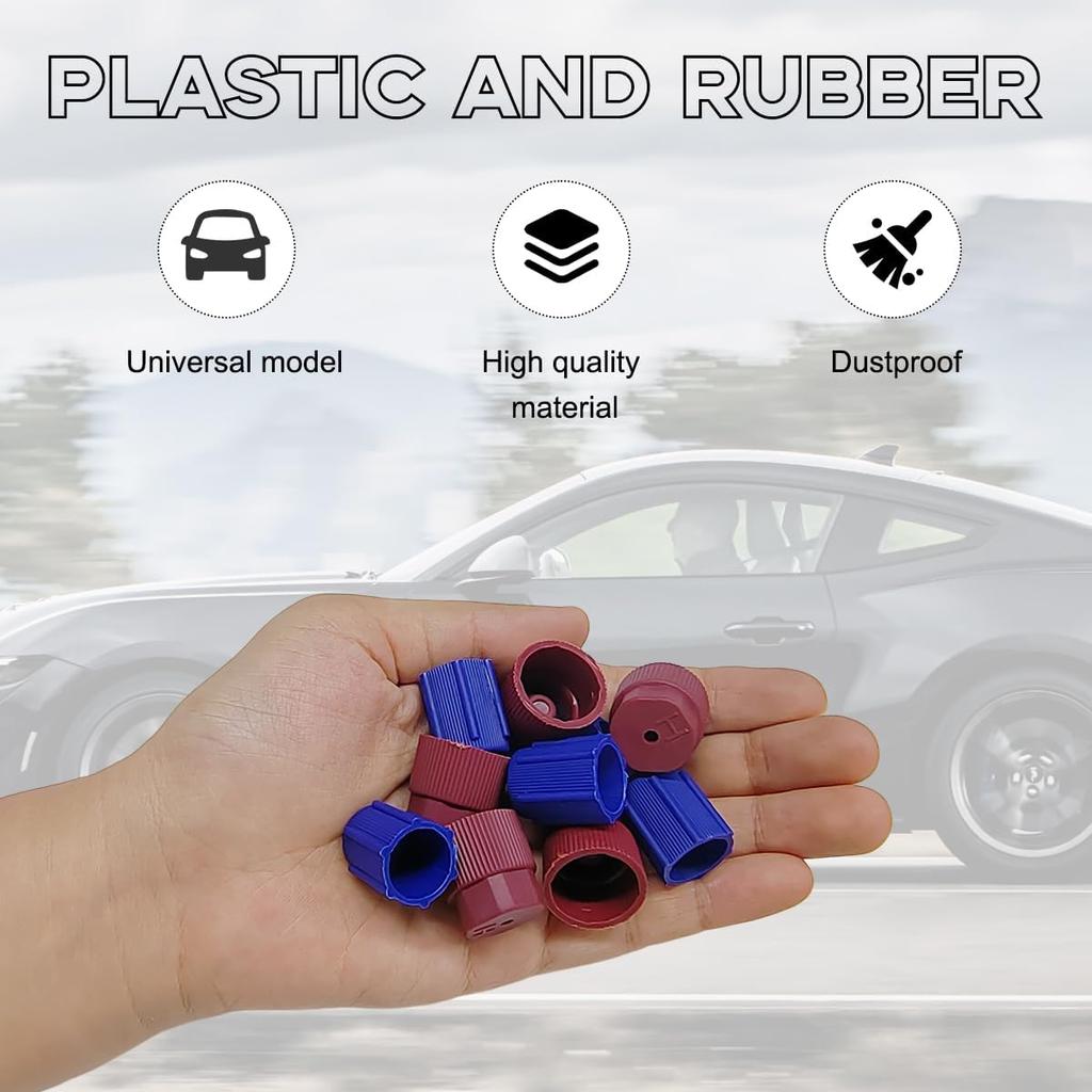 10 PCS R134a Cap A/C Cap, 13mm & 16mm Air Conditioning Service AC System Charging Port Cap, High & Low Pressure Port Dust Valve Covers for Most R134A
