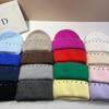 Russian Winter Warm Rabbit Hair Knitted Hat Celebrity Light Luxury Small Diamond Double Fold Wool Hat Women'S Outdoor Windproof