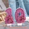 Dreamy Purple Bow Number Candles for Women's Birthday Cakes