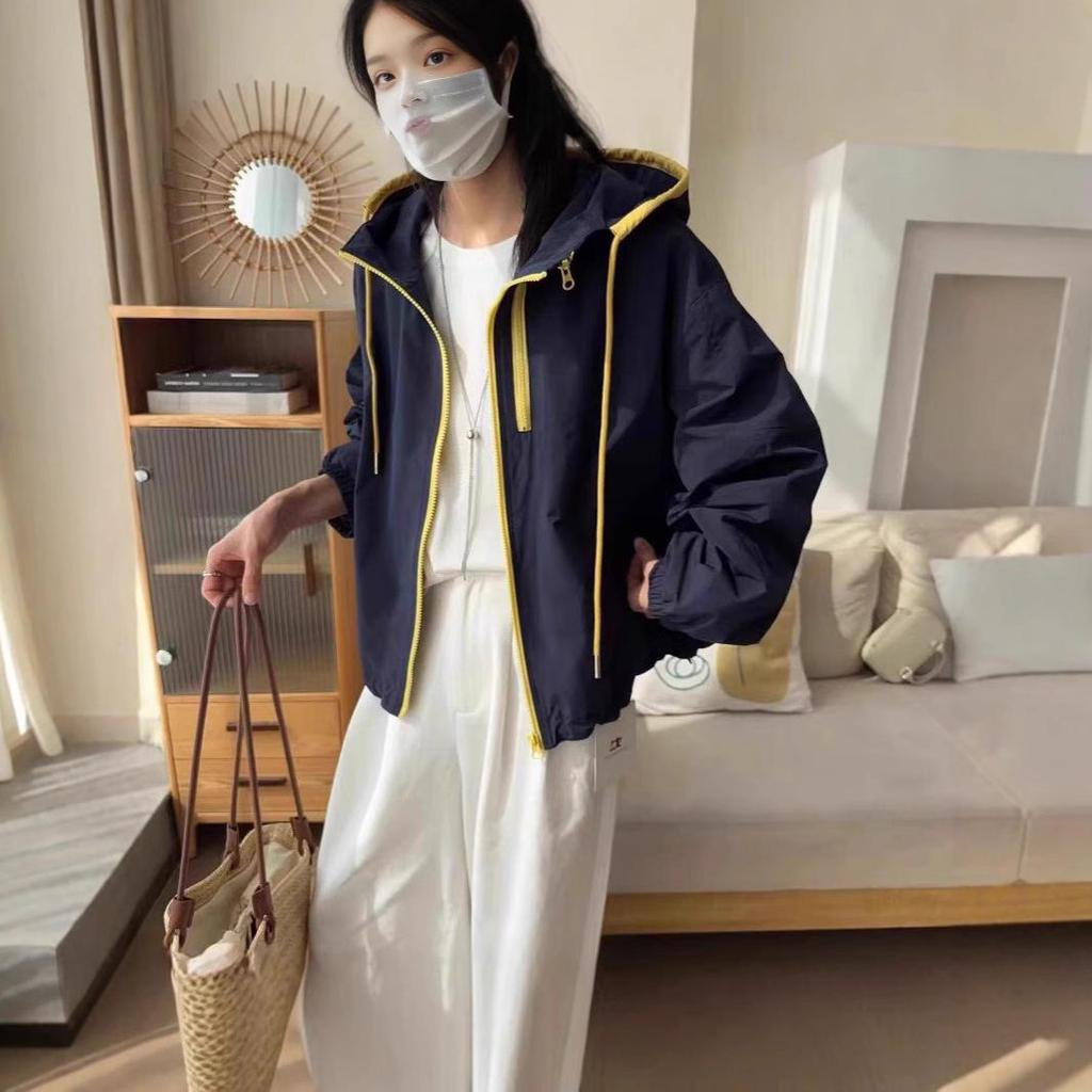 Korean Style Color Block Double Zipper Windbreaker: 2025 Spring/Autumn Versatile Casual Jacket
