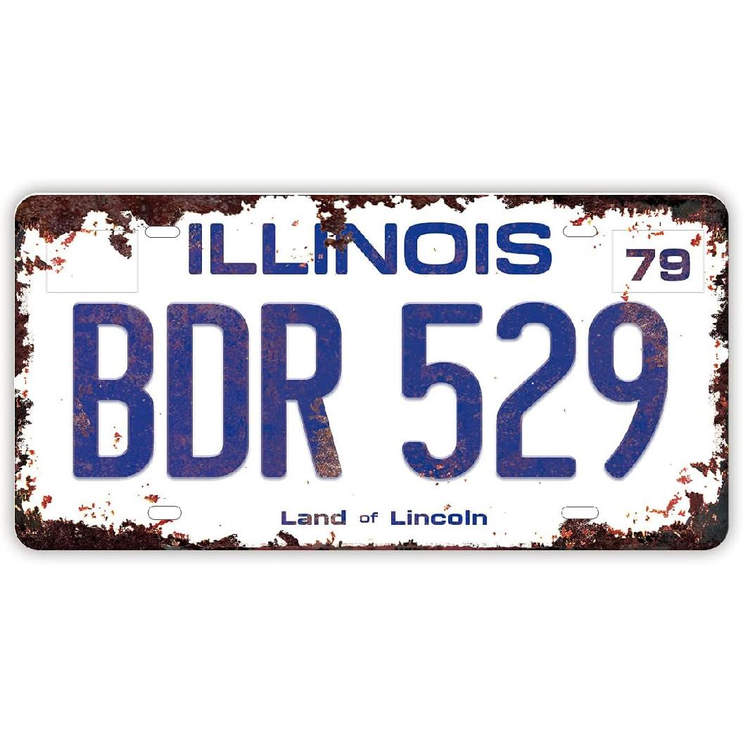 Blues Brothers Prop Replica Metal Stamped License Plate, Vintage Distressed Style, 12x6 Inch