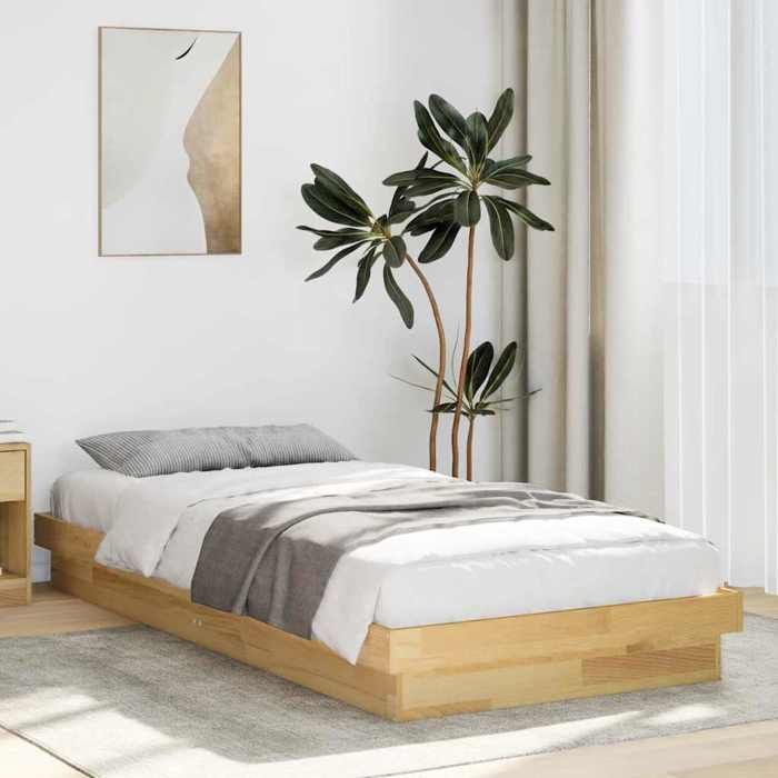 VidaXL Bed Frames Without Mattress 75x190 Cm Solid Oak Wood, Bedroom Furniture, Slatted Base, Wooden Bed, Bed, Bed 851973