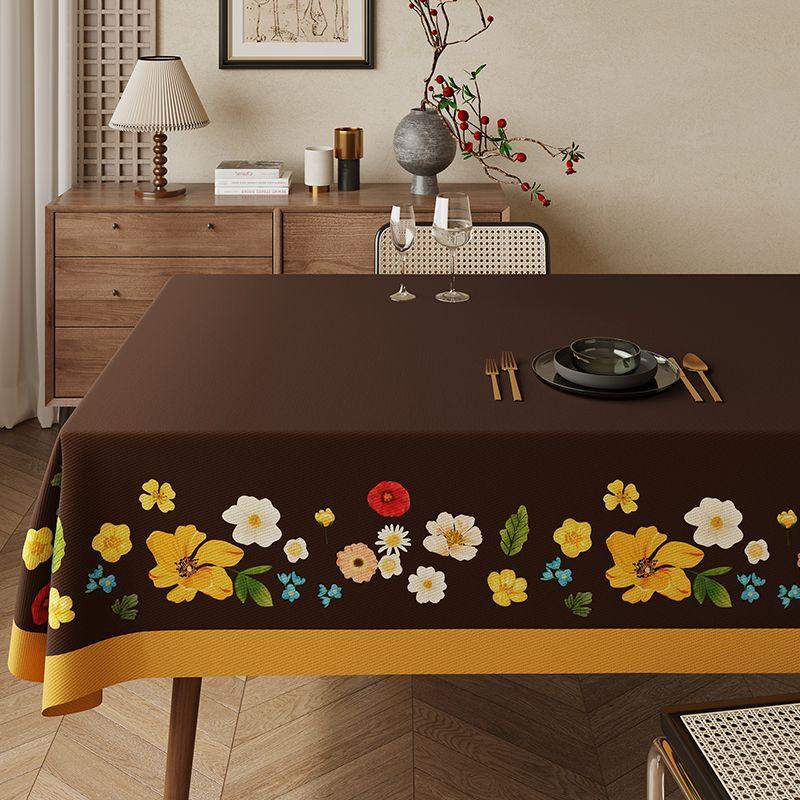 

Retro Maillard Table Cloth Waterproof Oil-Proof Table Cover Cloth Accessible Luxury For Home Cotton Linen Fabric Tea Table Table Tablecloth Cong Mi Flowers-A 65*65cm (Splash Water)