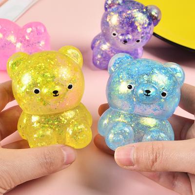 1pcs Random Glitter Gummy Bear Needoh Small Cute Animal Anti Stress Splat Decompressions Vent Squeeze Toy Bear Prop
