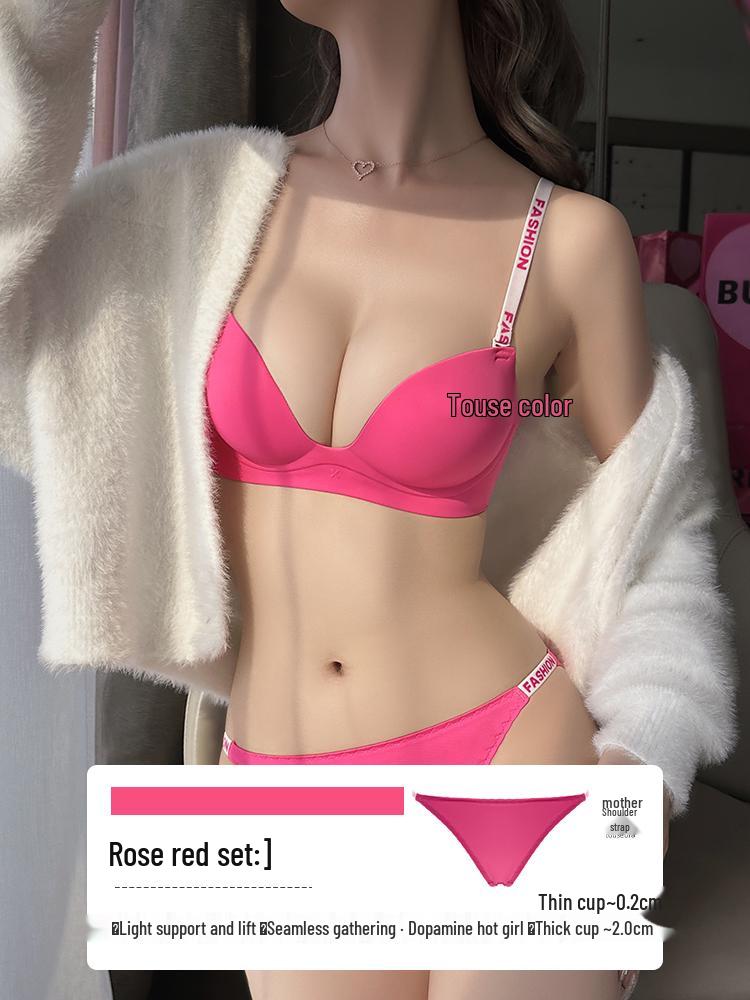 

Женский бесшовный комплект бюстгальтера пуш-ап с боковой поддержкой и открытыми бретелями с надписями для улучшения формы и предотвращения провисания 38/85AB