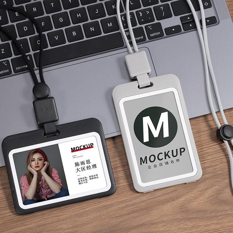 Hard Plastic ID Accessories with Lanyard Badge Holder Transparent Identification Card Holder Portable Cardholder