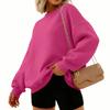 Women's Fashion Long Sleeve Solid Color Round Neck Loose Pullover Sweater Top