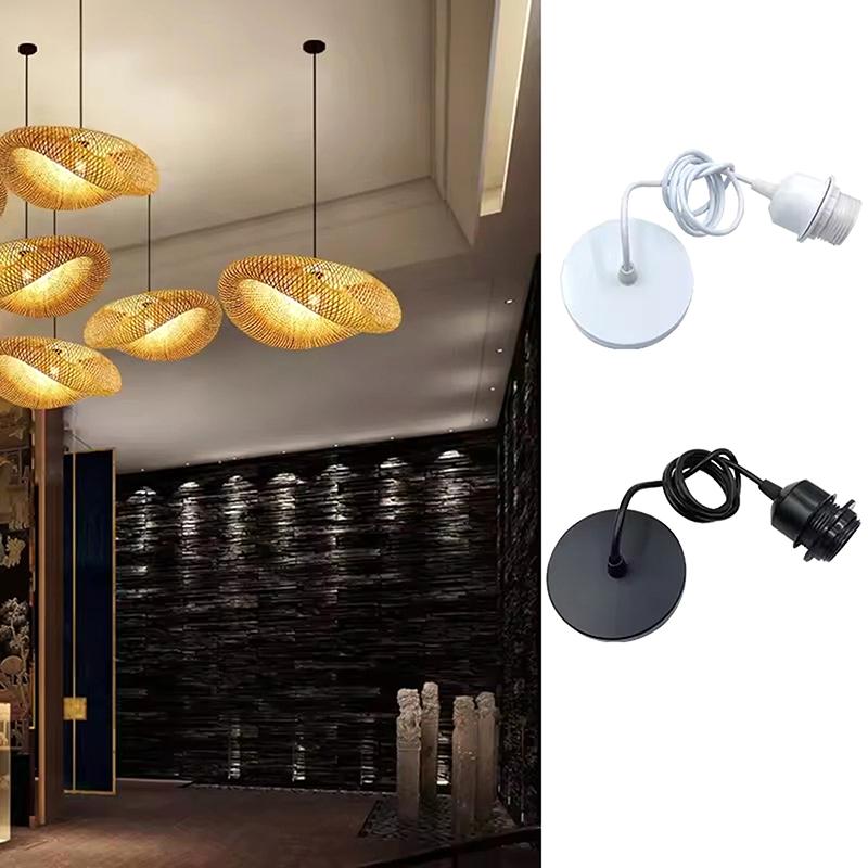 Black/White E27 Hanging Lamp Holder With 0.5/0.8/1.2/2M Hanging Wire Ceiling Lamp Holder Socket Lamp Base For Chandelier