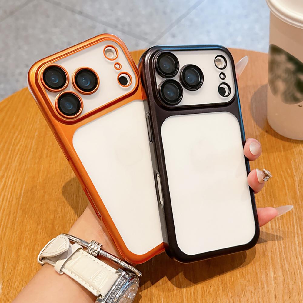 17ProMax Look Plating Matte Hard Pc Phone Case For iPhone Air 17 16 15 14 13 Pro Max Transparent Back Cover Luxury Thin Shell