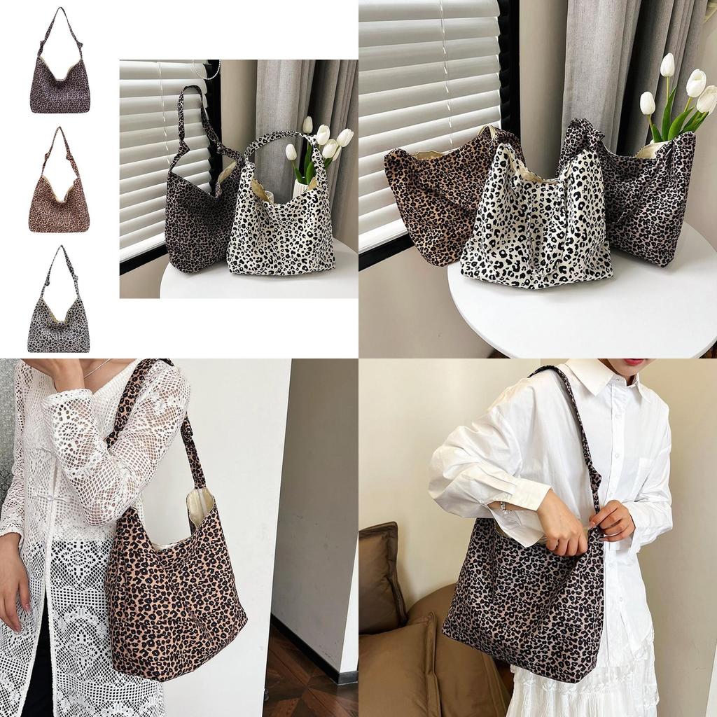 2024 Stylish Lazy Leopard Print Large Capacity Shoulder Bag For Women Chic Casual Use