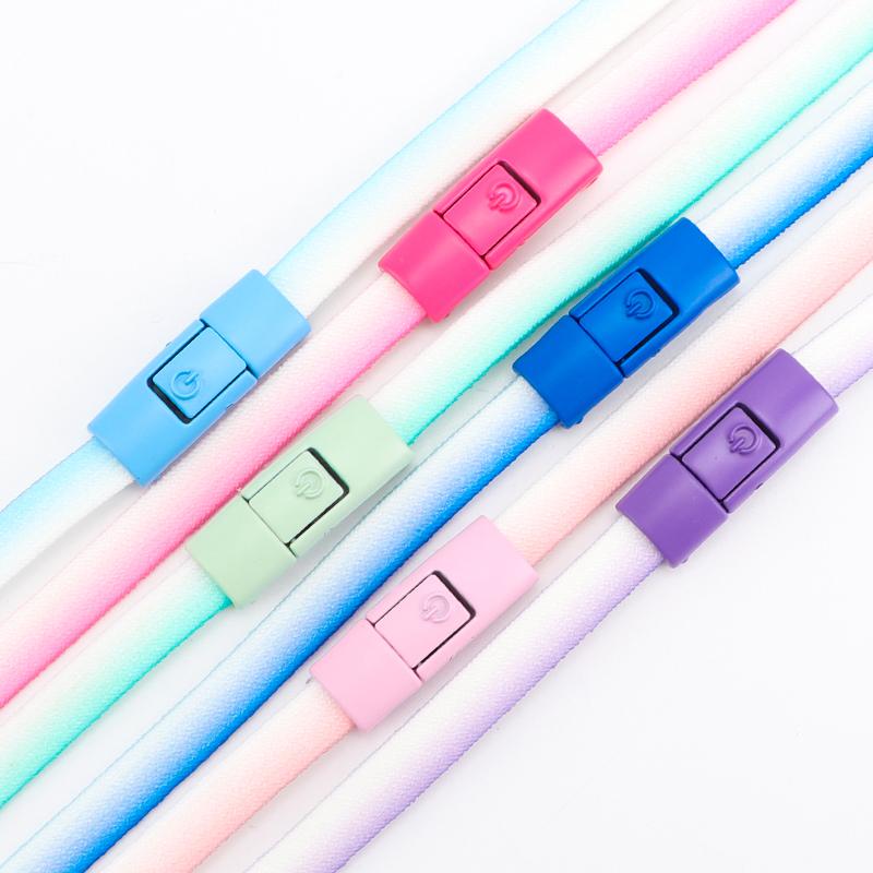 Switches Colorful Metal Buckle No Tie Shoe Laces Press Lock Shoelaces Without Ties Elastic Flat Shoelace Sneaker Kids Adult