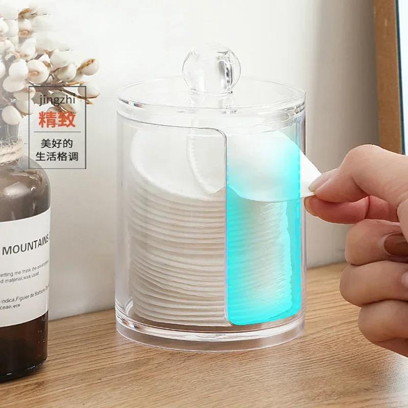 Make-up-Organizer, Kosmetik-Aufbewahrungsbox, Organizador, Wattestäbchenhalter, Wattepad-Box, durchsichtige Kunststoffbox mit staubdichtem Deckel