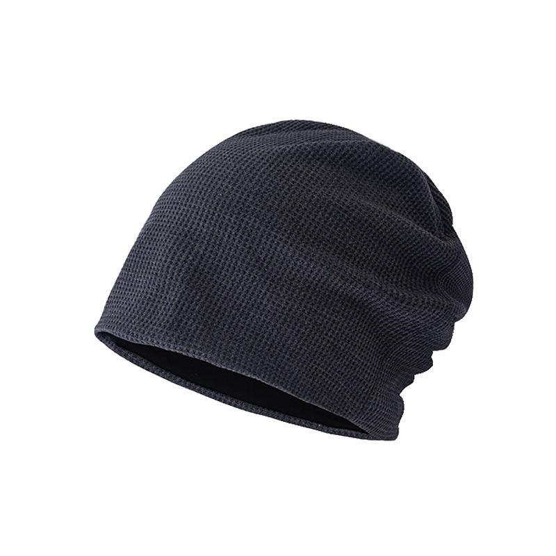 Autumn and winter thin plaid stack hat women's fashion versatile sports headscarf sweating solid color breathable cold hat men