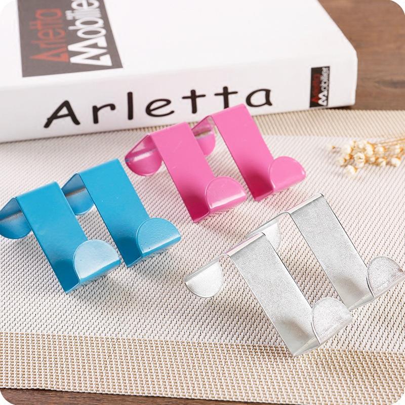 Z-shaped Door Back Hook Nail Free Door Back Coat and Hat Hook Bag Hanger S Hook Color Seamless Hook 2 Sets