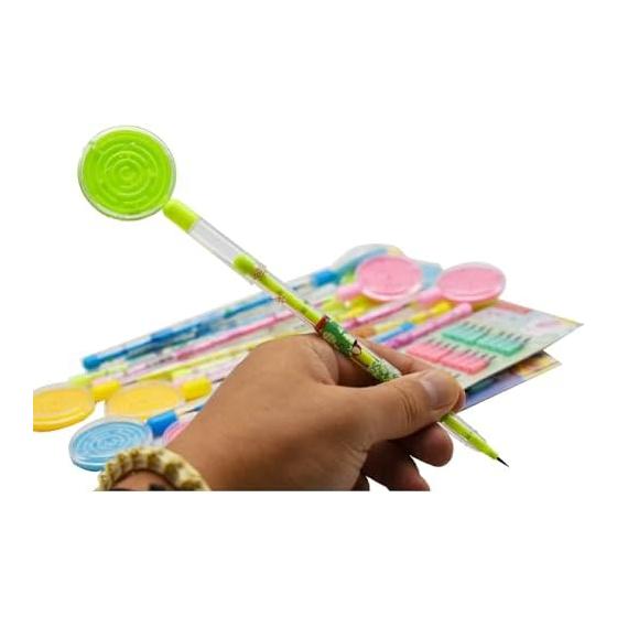 12pcs Mechanical Pencils, Rocket Pencils, Bulk Refill Leads (64pcs), Stackable Dinosaur & Floral Print Pencils with Maze Design, Knock-Type, No