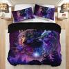 Wolf Sternenhimmel Wald Bedrucktes Bettbezug-Set Bettwäsche-Set für Schlafzimmer Dreiteiliges Set
