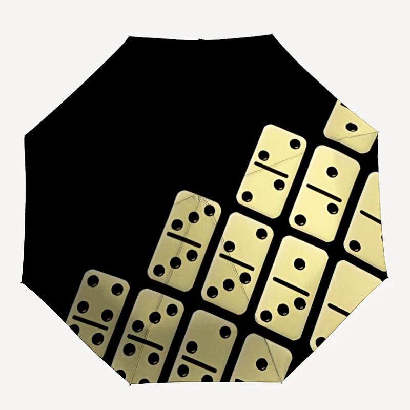 

1pc Dominoes Pattern Automatic Folding Umbrella with 8-Rib Windproof Design, Portable Foldable Sunshade Umbrella For Halloween 086