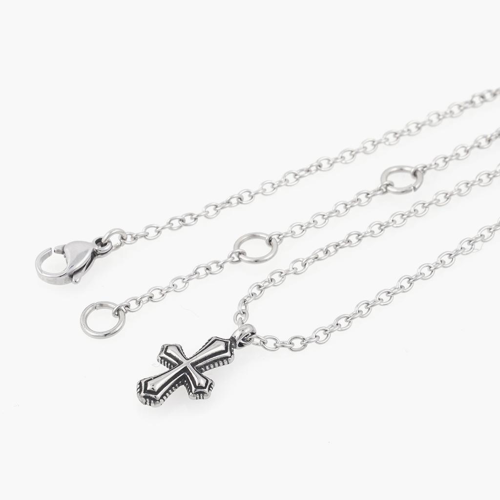 Jbans Classic Antique Mini Cross Surgical Steel Chain Necklace (J2302-An108_Sv)
